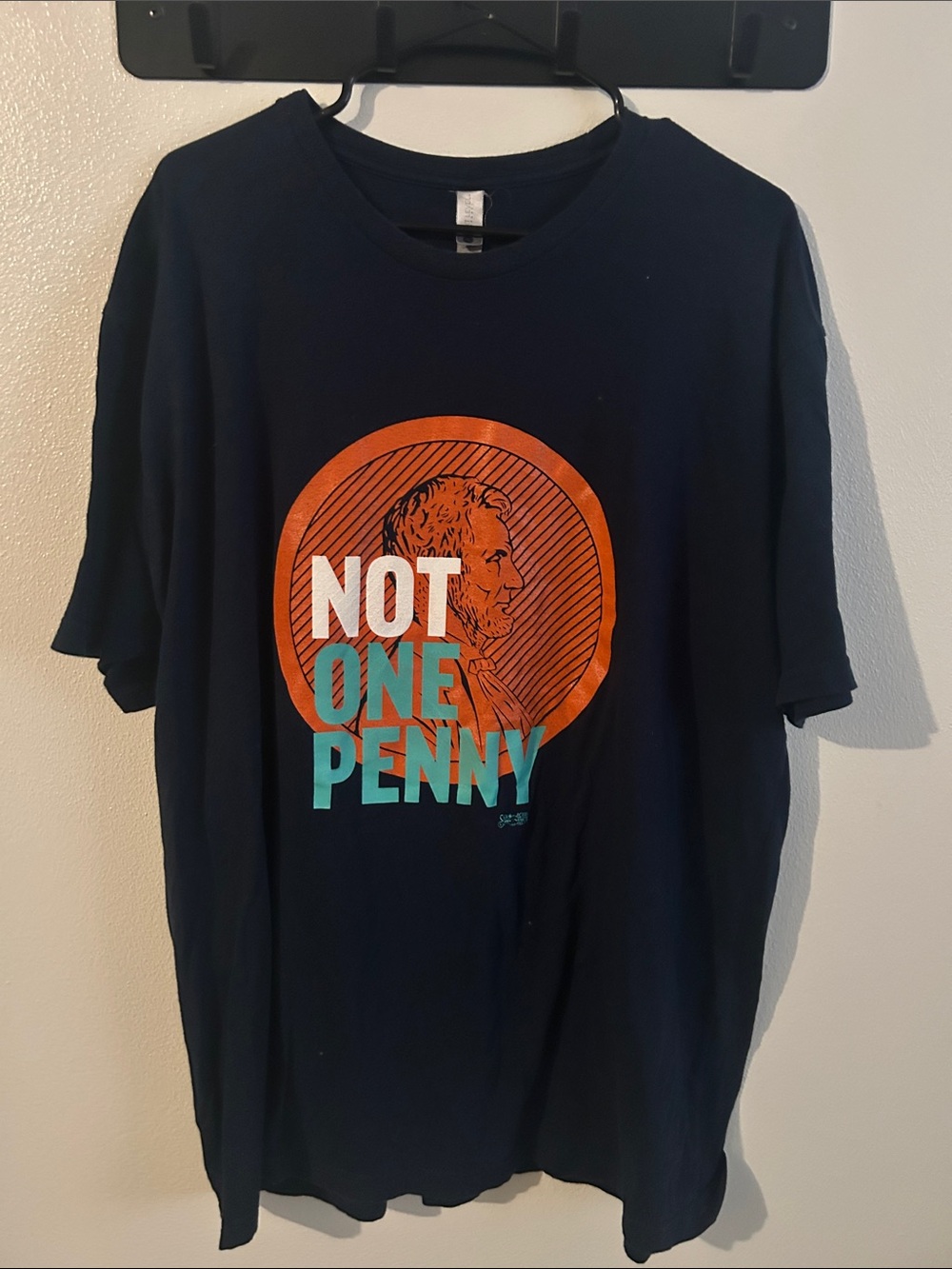 Next Level "Not One Penny.In Tax Cuts For The Rich" Graphic Tee XXL Navy/Orange